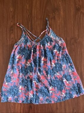 Roxy Blue & Coral Floral Strappy Camisole